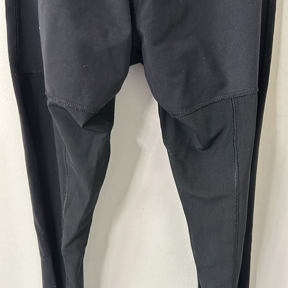 lululemon Align Super High Rise Pant Mesh Legs Black Stretch Back Black Logo - Picture 8 of 10
